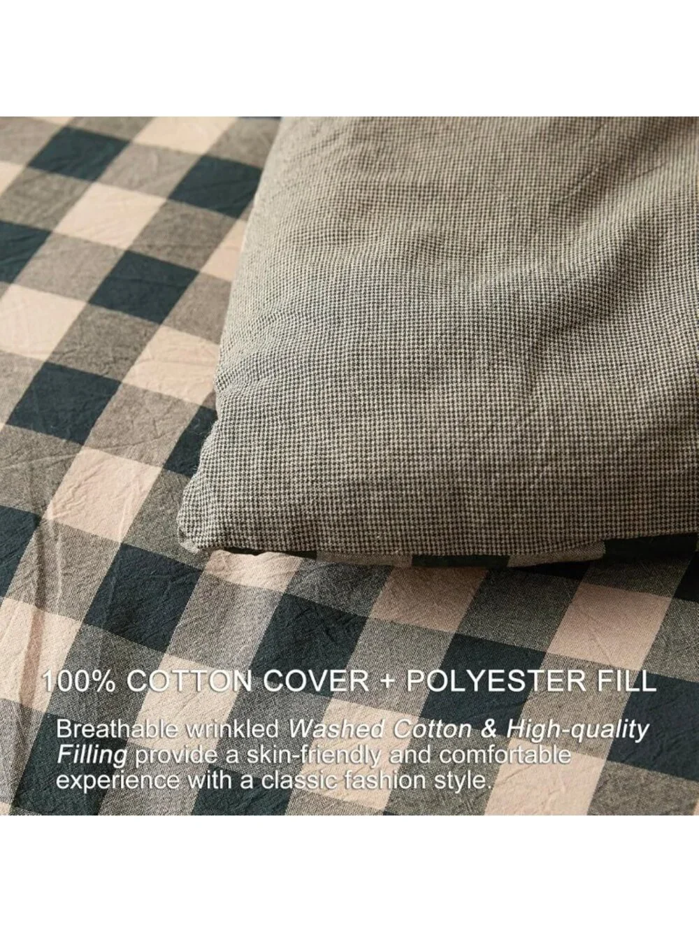 Cozy Cotton Plaid Full Comforter Set - Soft Lightweight Bedding, 3 Pieces